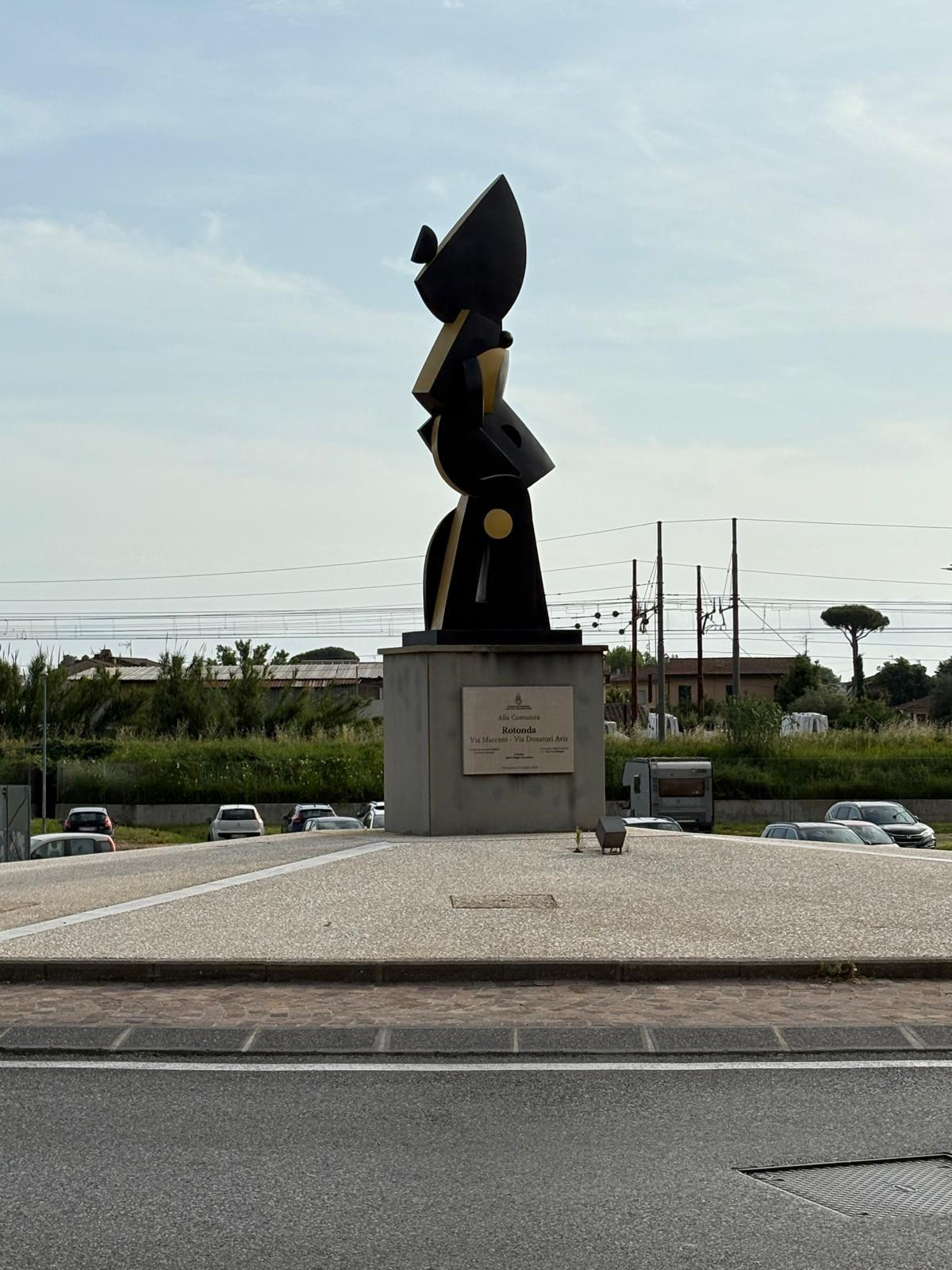 abstract sculpture landmark on a roundabout