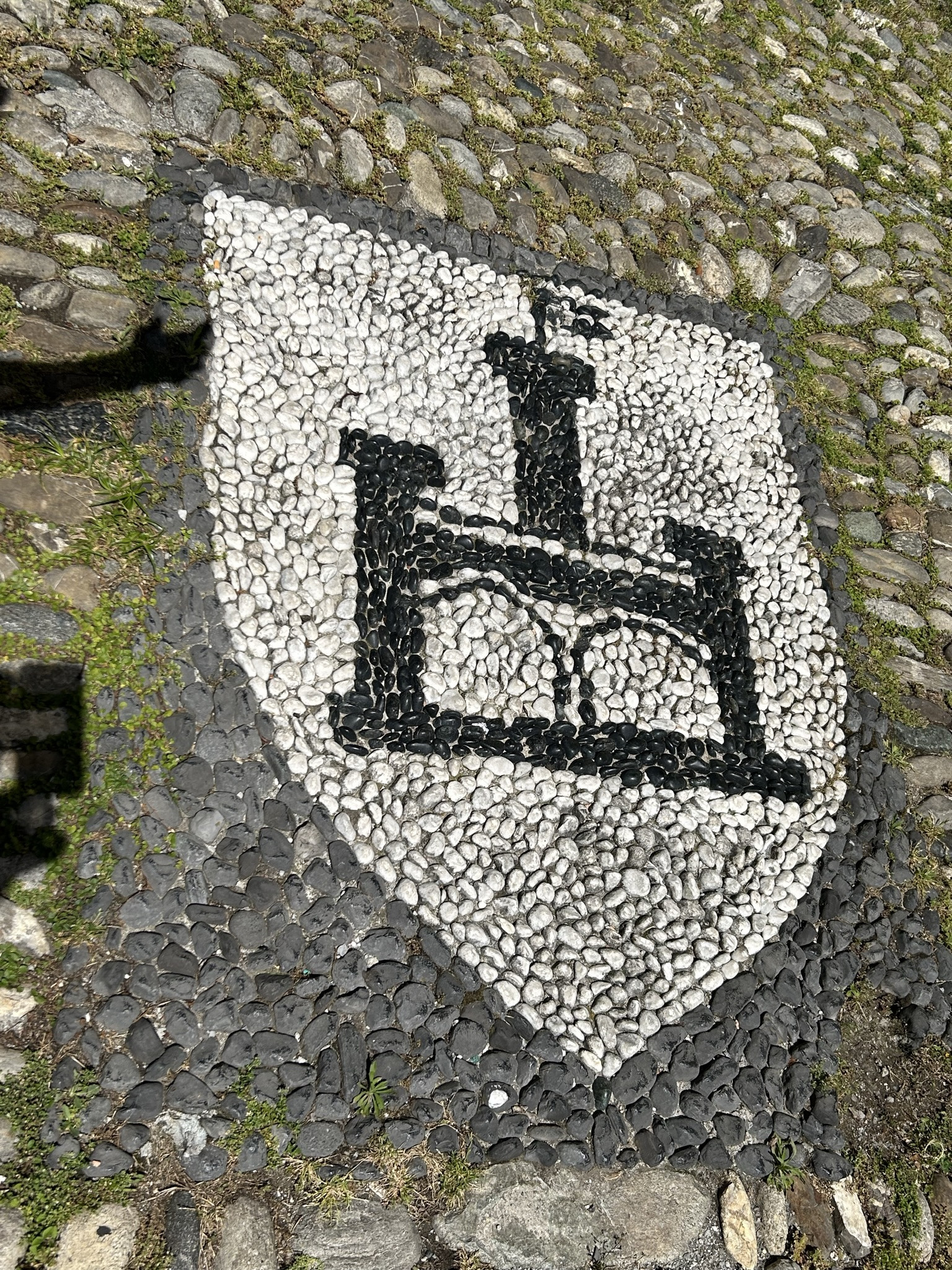 pebble mosaic of a shield