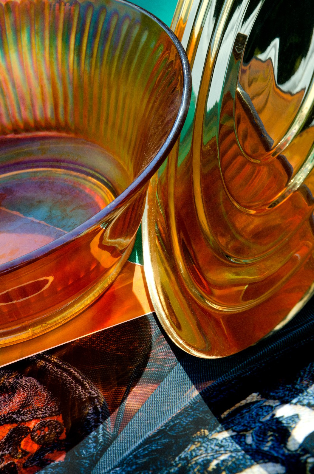 colourful artwork of glass and fabric