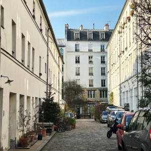 quiet, cobbled street in Paris