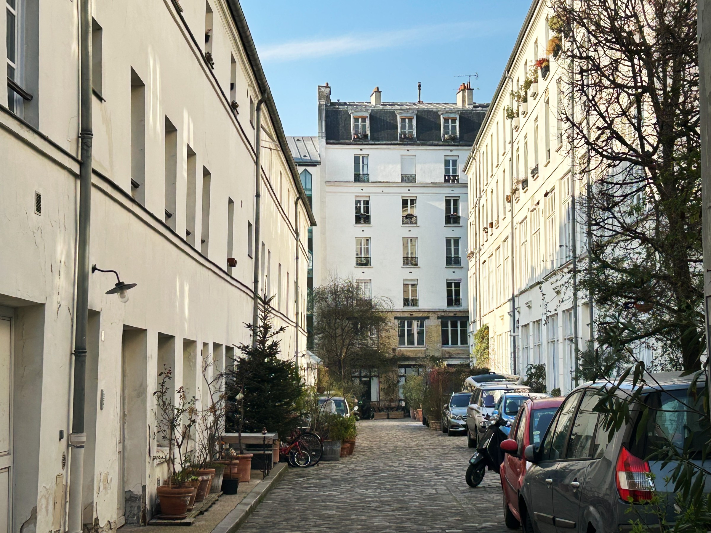 quiet, cobbled street in Paris