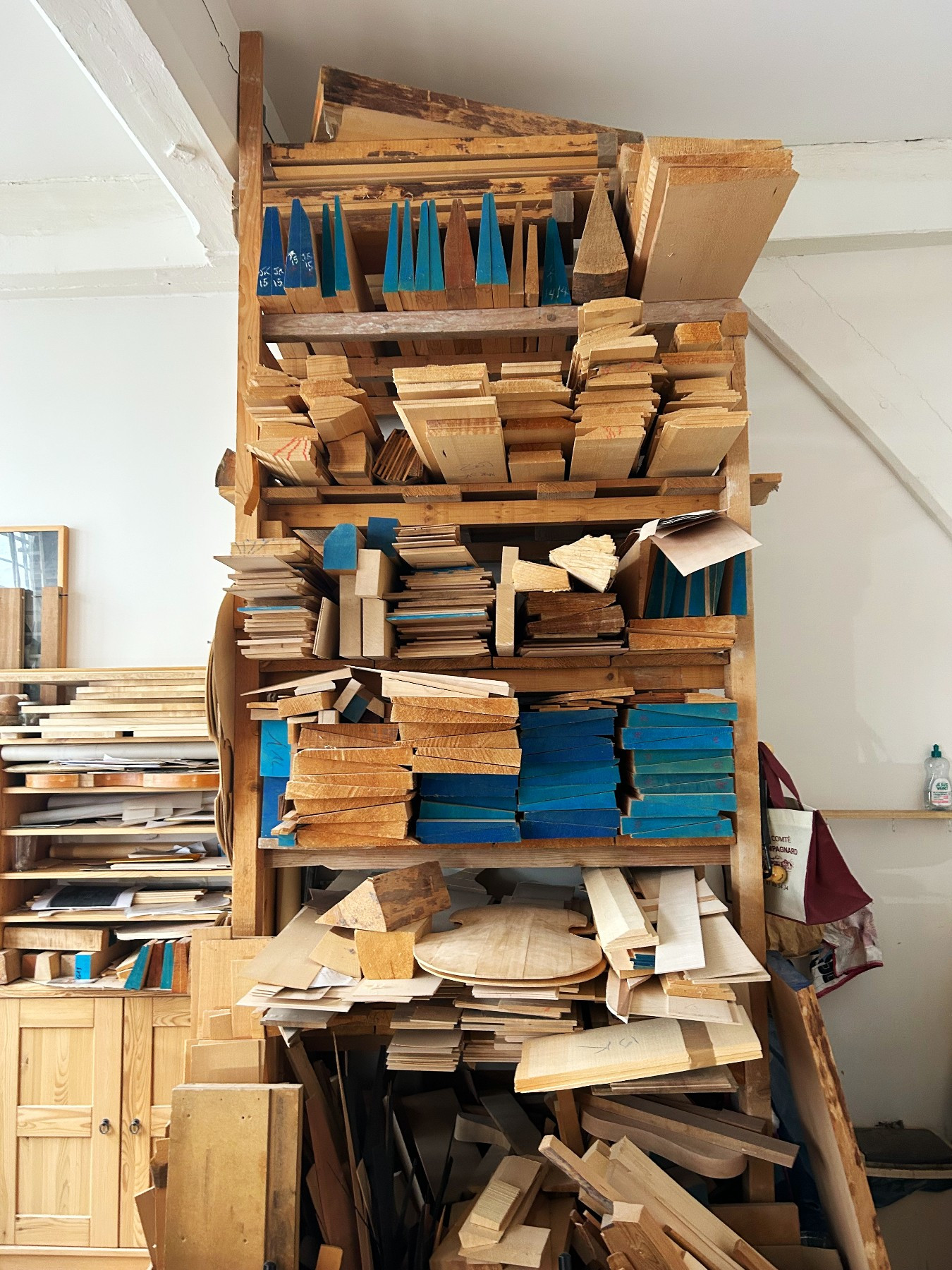 rack full of small wooden boards