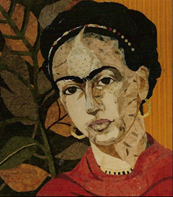 paper collage portrait of Frida Kahlo
