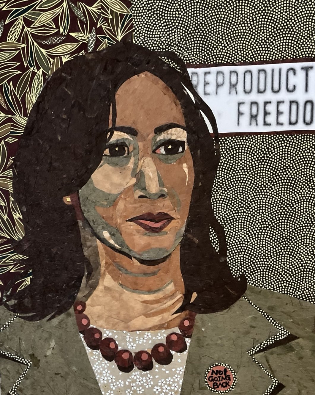 collage of Kamala Harris, by artist Sandy Oppenheimer