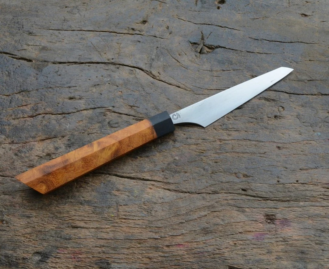 knife with light wooden handle